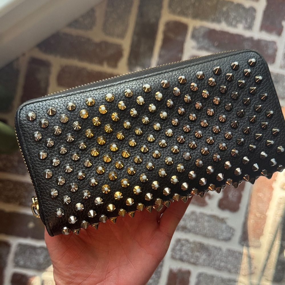 Christian Louboutin Black Leather Metal Ombré Wallet 🔥